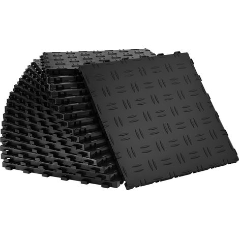 Dalle de Garage Emboîtable, 30 x 30 x 1,3 cm, Lot de 25, Revêtement de Sol Antidérapant Double Face, pour Garages, Sous-sols, Ateliers, Noir (1/5)