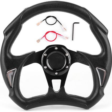 Volant Sport Auto 320mm 12.5in avec Bouton Klaxon Noir PVC Pièce Universelle Modifiée (1/5)