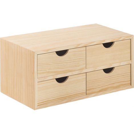 CASSETTIERA 4 CASSETTI MINI IN PINO NATURALE CM. 40X20X18,5H PEZZI 2