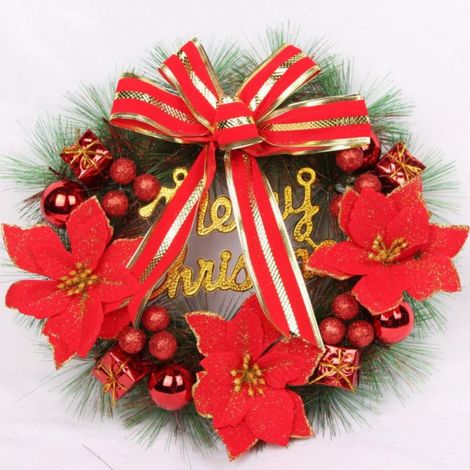Guirlande De Noël - 30 Cm - Avec Lumières Intégrées - Pour Porte D'Entrée Mur Ou Fenêtre - Ronde En Plastique - Décoration Intérieure Et Extérieure (1/5)
