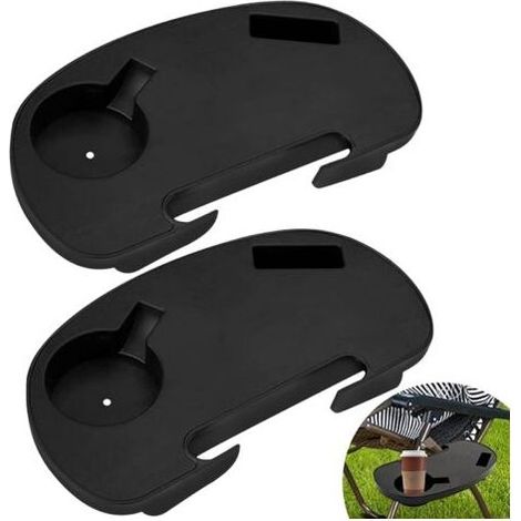 Lot de 2 porte-gobelets plateaux d'appoint pour chaise téléphone clipser camping plage (1/5)