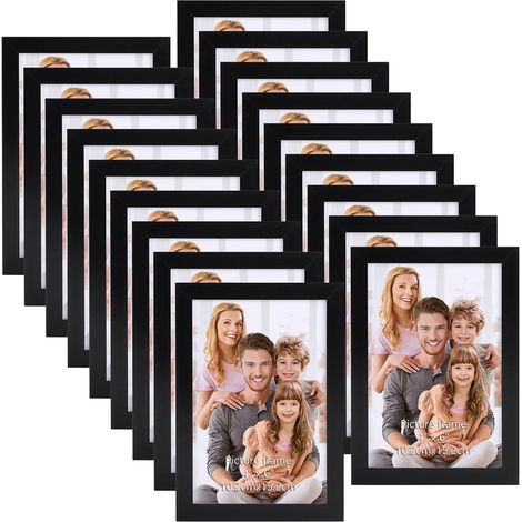 Cadre Photo 10x15 lot de 18, Cadre Photo Noir à Bord Étroit pour Affichage Mural ou Sur Table, pour le bureau, le salon et la chambre à coucher (1/5)