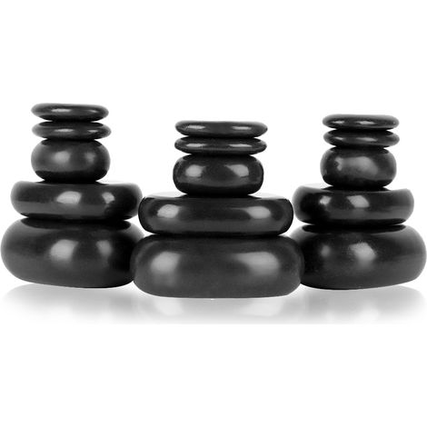Lot de 20 pierres de basalte noir ovale pour spa, massage pédicure et soin aux huiles essentielles (1/5)
