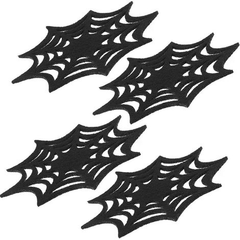Sets de table décoratifs Halloween en forme de toile d'araignée (lot de 4) noirs