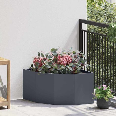 Jardinière d'Angle-Pot de fleur-Bac à fleurs Anthracite 60 x 60 x 35 cm Acier (1/5)