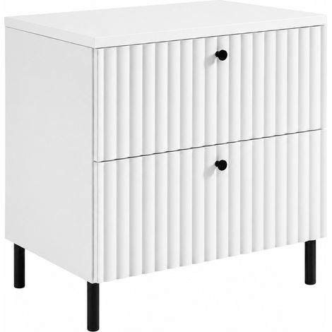 Mobile bagno Bello 60 cm su piedini, bianco, piano bianco, maniglie nere (1/5)