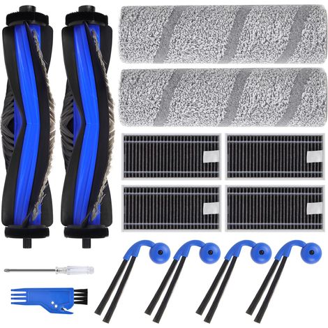 Zubehör Ersatz für ECOVACS DEEBOT X11 PRO OMNI, X9 PRO OMNI T80S OMNI, X11 OMNICYCLONE Saugroboter, 2 Hauptbürste, 4 Filter, 4 Seitenbürsten, 2 Bürstenrolle, 1 Reinigungsbürste (1/5)