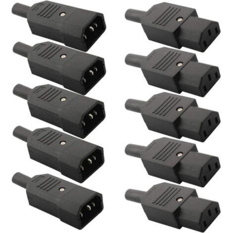 10pcsMâle Prise Femelle Prise,Kettle Plug,Ordinateur imprimante Moniteur Plug,Secteur Connecteur AC 250V 10A(soudable) (1/5)