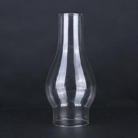 Abat-jour en verre transparent pour lampe à huile, hauteur 6,49 pouces, base de 2,08 pouces, design à bords relevés. (1/3)