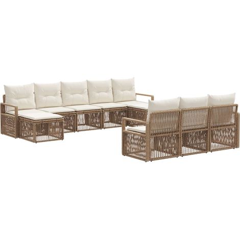 Gartensofa-set 10 pcs Beige Poly-Rattan vidaXL