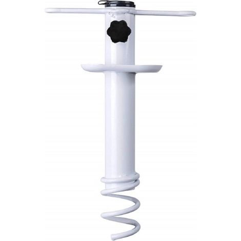 Perçage spiralé pour parasol - Base de parasol - Métal - Support de parasol - Blanc (1/5)