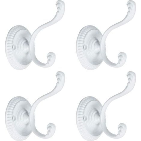 4pcs Patère Crochet Porte Manteau Murale pour Peignoir Serviette Crochet De Porte Salle de Bain Cuisine Crochet Alliage Zinc avec Vis blanc (1/4)