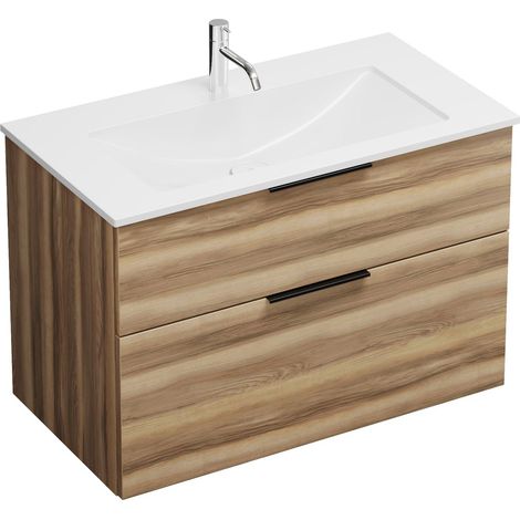 Meuble bas Burg Eqio en fonte minérale WT+WT, décor Frassino Cappuccino/Alpinw.GR0200
