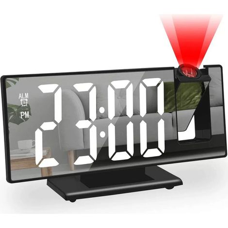 Réveil à projection miroir, horloge numérique avec affichage de la température et de l'heure, horloge de bureau pour salon (1/4)