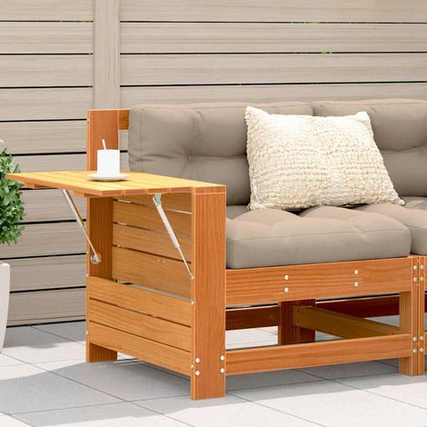 Canapé de Jardin Modulable en Pin Massif avec Table d'Appoint Cire Marron 69x62x70,5 cm - PANGIVO (1/5)