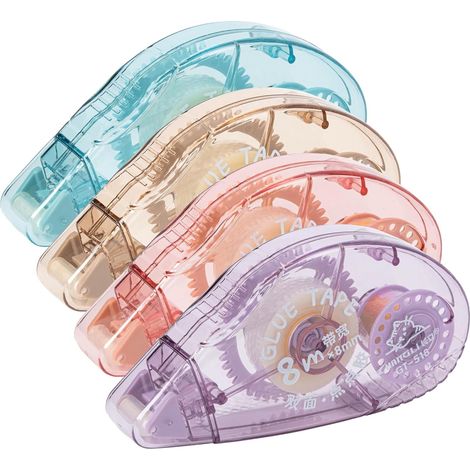 Lot de 4 dérouleurs de ruban adhésif double face, fournitures de scrapbooking, rouleau de ruban adhésif pour l'école, la maison, le bureau, les loisirs créatifs, les cartes, les journaux (0,79 cm x 8 (1/3)