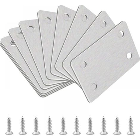 Soportes de refuerzo de esquina plana, 10 unidades. Soporte recto de acero inoxidable para estantes. Soportes de refuerzo de esquina plana. Conjunto de placa de reparación.