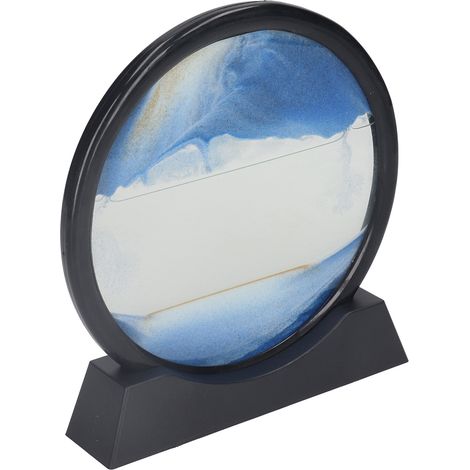 Tableau de sables mouvants de 18 cm (7 pouces), décoration relaxante, peinture 3D avec sables mouvants, décoration pour la maison, la table, le bureau, bleu. (1/5)