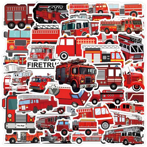 Autocollants Pompiers - Vinyle Étanche 55 Pièces - Pour Ordinateur Portable, Bouteille D'eau, Valise, Skateboard, Voiture - Enfant (1/5)