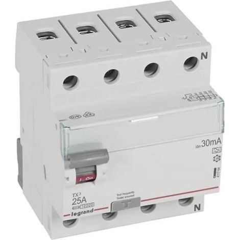 Legrand TX3 FI 4P 25 A 30 mA rot grün Fehlerstromschutzschalter