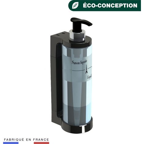JVD – Distributeur de savon ISISS noir 300ml – Réservoir verrouillé par clé – Débit 1ml par pression – 100% plastique recyclé – Pour gel hydroalcoolique (1/5)