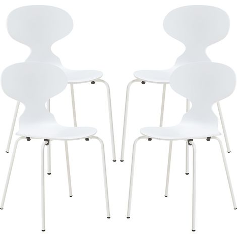 Set di 4 sedie da pranzo dal design moderno e robusto bianche 030009833