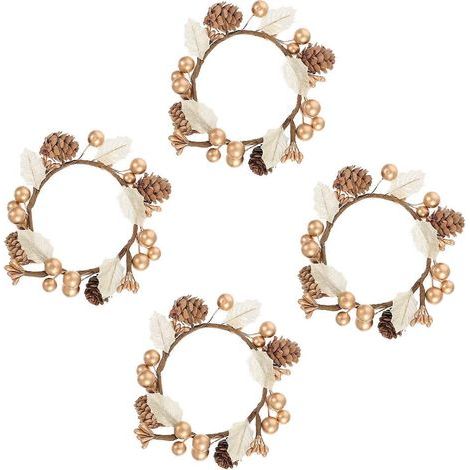 Dekorative künstliche Beerengirlande, Kerzenhalter, Mini-Kranz, 4-teiliges Dekorationsset (1/5)