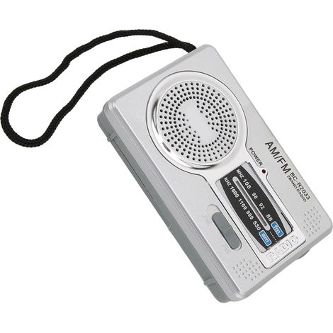 Radio AM/FM à transistors, mini-radio portable de poche avec haut-parleur et prise casque, gris argenté, puce DSP.
