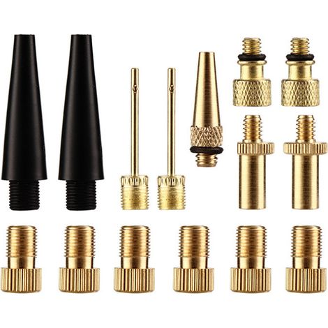 Vélo Pompe Valve adaptateurs connecteurs, Adaptateur de Valve soupape de vélo sur la vanne de Voiture SV AV DV Balles Ballon de Aiguille 15Pcs (1/5)