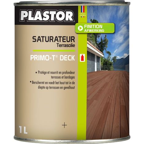 Plastor – Saturateur à base d'huile naturelle pour bois – Conditionnement 1L – Incolore – Protection durable pour terrasses et bardages