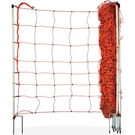 Filet pour moutons avec double pointe, clôture pour moutons, longueur 50m, hauteur 90cm, orange, filet électronique, clôture de pâturage pour moutons, clôture électrique, clôture pour chèvres