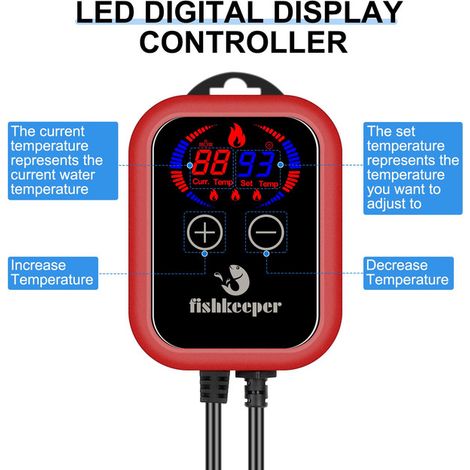 Chauffage d'Aquarium Connecté avec Thermostat Externe Numérique LED Chauffage Submersible Anti-Explosion pour Aquarium de Poisson Tortue et Bassin