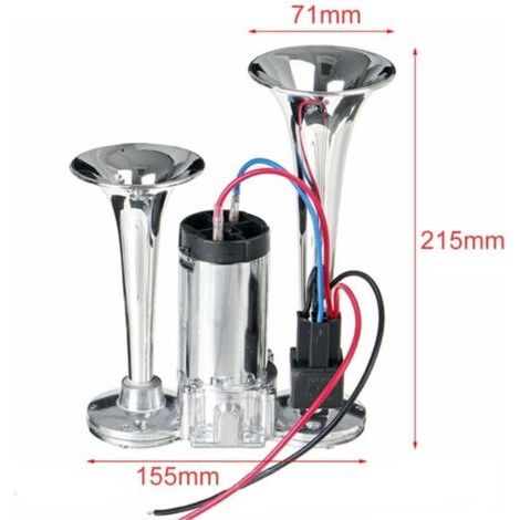 NALOOKAMIC  12V Klaxon d'air de Voiture,Klaxon pneumatique Double trompettes 600DB, Kit de Klaxons Super puissants avec compresseur Universel pour Voitures, Motos, camions, Trains, Bateaux