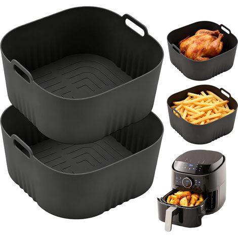 2 Pièces Moule Silicone, Antiadhésif Accessoire Air Fryer, Drainage Huile Récipient, Pour Philips HD9200 HD9252 HD9255 (1/5)