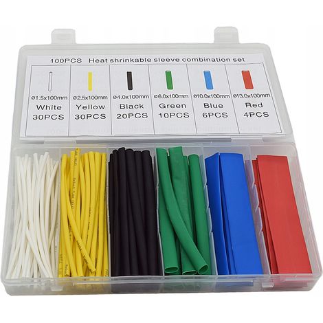 Set mit Isolierschläuchen und Schrumpfschläuchen, 100 Stück, verschiedene Farben