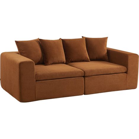 sweeek - Modulares 2-Sitzer Sofa mit Chenille-Bezug, Chenille, Terrakotta