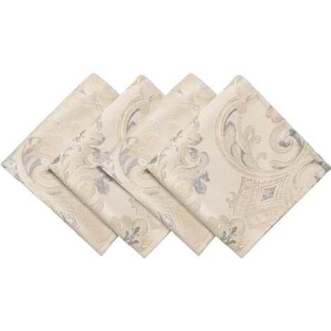 Serviette de Table en Tissu 45x45cm Lavables, Décoration de Table pour Salle à Manger, Restaurant, Hôtels, Fête (Lot de 4, Champagne Clair) (1/5)