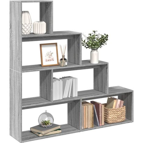 Raumteiler-Bücherregal 4 Stufen Grau Sonoma 143,5x29x143,5 cm
