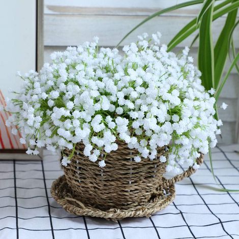 20 pièces de 60 branches de fleurs blanches artificielles pour bouquet de mariée, guirlande, composition florale à faire soi-même, couronne-AquaForge (1/5)