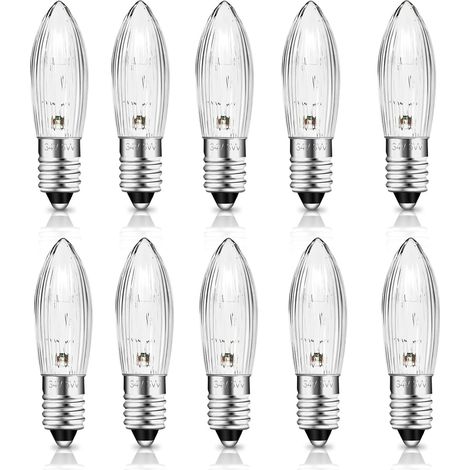 Ampoule E10 34V 3W Bougie, 30LM Blanc Chaud 2700K, Ampoule Bougie E10 pour Arche Lumineuse, Arbre de Noël, Guirlande, Lot de 10 (1/5)