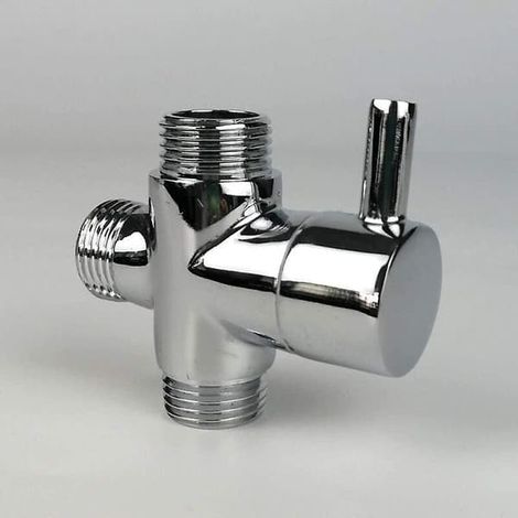 Inverseur, Han G1/2 Adaptateur en T pour robinet en laiton chromé Accessoires pour robinet de douche de salle de bain Inverseur d'eau Vanne de remplissage Han à 3 voies (1/5)