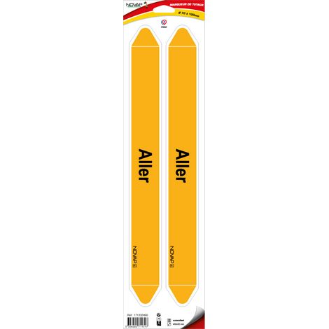 Planche de 2 marqueurs de tuyauterie 450 x 52 mm pour Ø 70 à 100 mm - Aller - 4711317 (1/2)