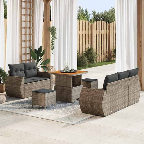 Gartensofa-set 8 pcs Grau Poly-Rattan (1/5)