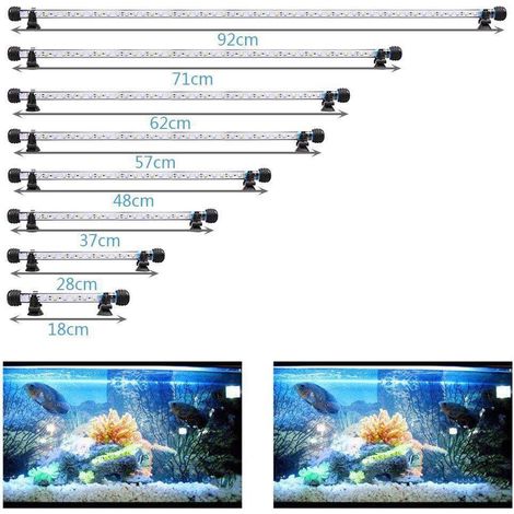 LED Éclairage Aquarium Lampe Tube Étanche Lighting Plongée A Economie D'energie Fish Tank Décoration RGB Couleur avec Télécommande (1.8 57cm, Bleu (1/5)