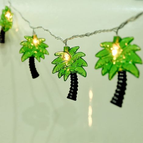 Guirnalda de luces con forma de palmera, 10 o 20 bombillas, luz cálida, decoración para interiores y exteriores, jardín, fiestas, patio. (1/5)