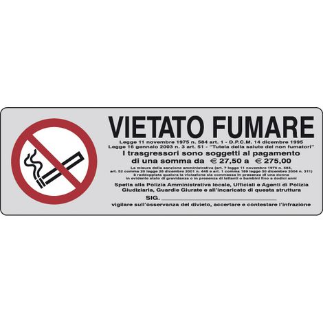 ETICHETTA ADESIVA 150X50 VIETATO FUMARE- 10,0 pz