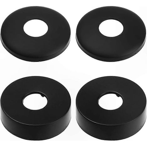 Rosaces décoratives en inox noir, lot de 4 plaques rondes pour habillage de tuyaux, mitigeurs de douche, radiateurs et robinets, cache-écrous murales. (1/5)