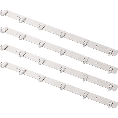 Porte-manteau mural en acier inoxydable, lot de 4, 6 crochets, pour buanderie ou entrée. (1/5)