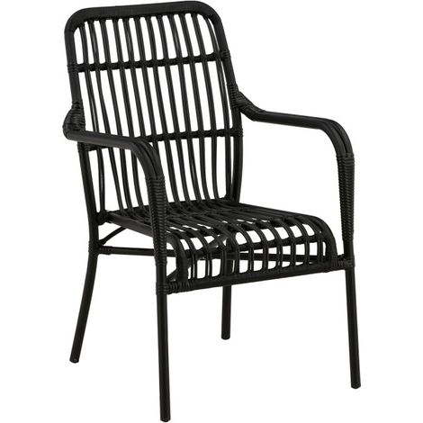 Chaise de Jardin en Rotin "Rizal" 90cm Noir (1/5)