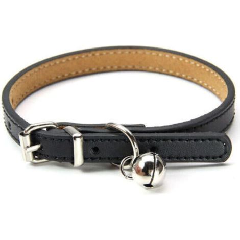 Collare in pelle Ahlsen per gatti e cuccioli, regolabile da 20 cm a 27 cm - Nero (1/5)
